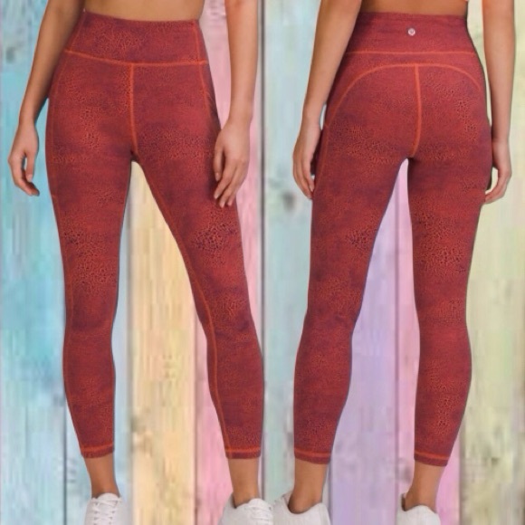 lululemon athletica Pants - Lululemon Athletica Orange Blue Patterned High Rise Leggings